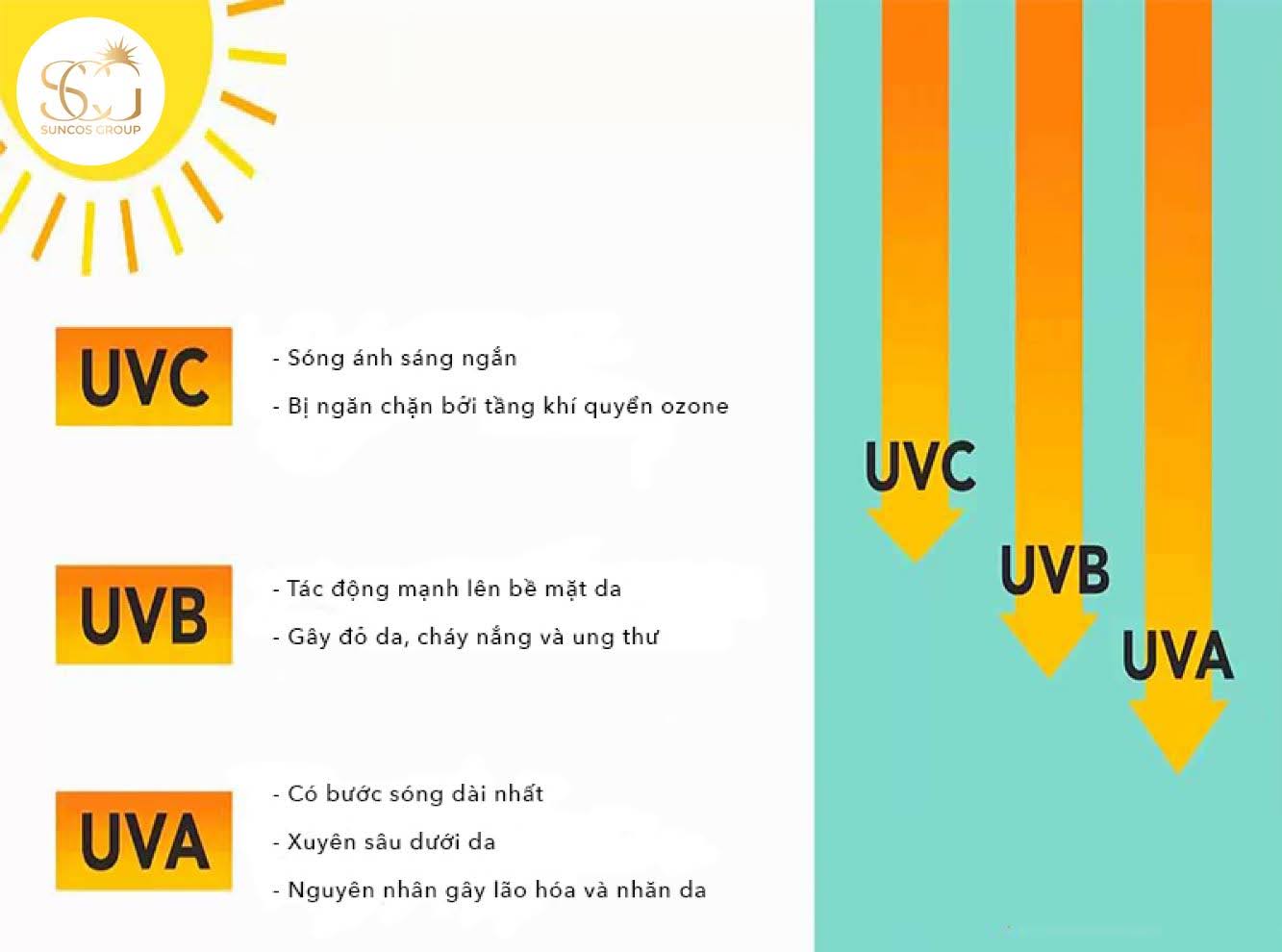 tia uvb và uvc khác uva thế nào